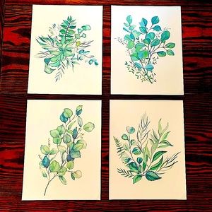 Four 8x10 Watercolor Eucalyptus Prints